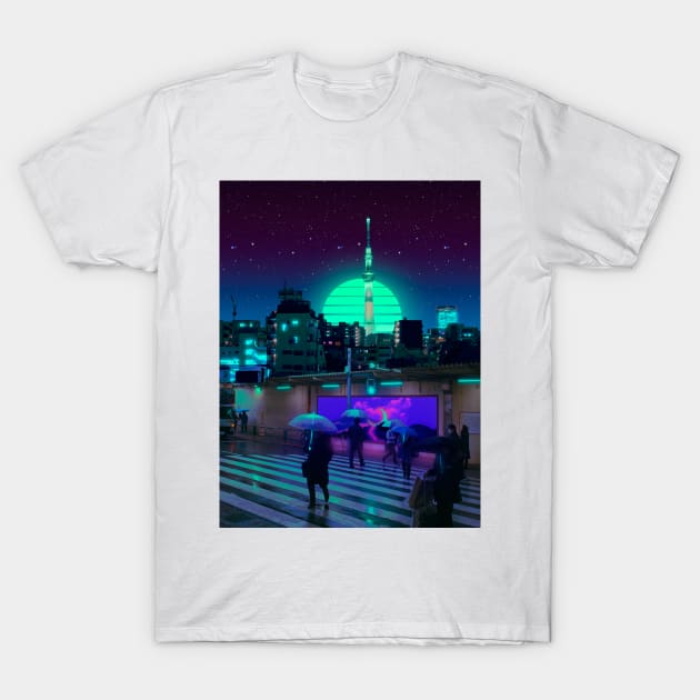 Rainy Tokyo runner T-Shirt by funglazie